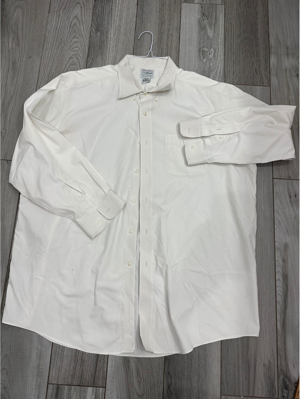 L.L.Bean Traditional Fit White Cotton Button-Up Shirt Size 18-33